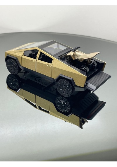 Tesla Cyber Truck 1:32 Ölçek Metal Çek Bırak 12 Cm Oyuncak Araba - Sarı