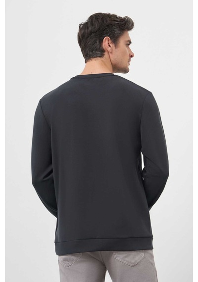 Morven Erkek Siyah Trend Bisiklet Yaka Sweat-shirt 25ks063004001 Siyah Siyah