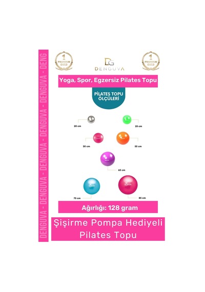 Profesyonel Seri Dayanıklı Yüksek Kalite Mini Gymball 20cm Pembe Pilates Topu Şişirme Pompa Hediyeli