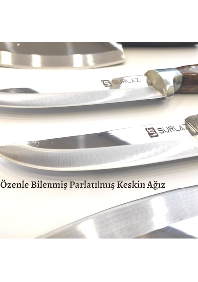 Sürlaz Satır Zırh Börek Kesici Kasap Bıçağı 2'Li Set El Yapımı