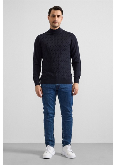 Süvari Lacivert Regular Yarım Balıkçı Yaka Kazak Tr2013700495-m09 Lacivert