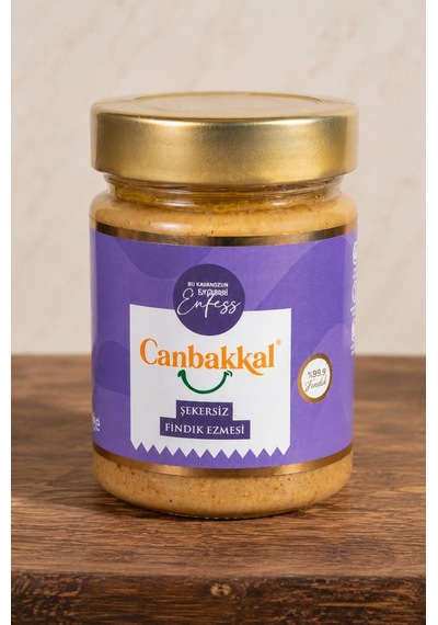 Canbakkal %99,9 Şekersiz Fındık Ezmesi 300 G İlave Şekersiz ve Katkısız Saf Fındık Kreması