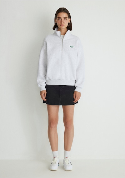 Mavi - Mavi Logo Baskılı Yarı Fermuarlı Gri Sweatshirt 1s10179-85438 Gri