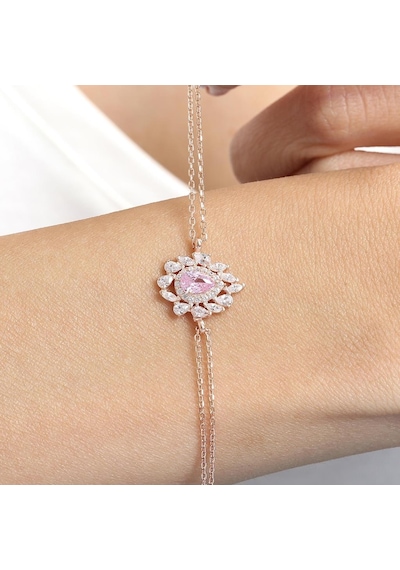 Effective Diamond İstanbul İhtişamı Rose Renk Pink Taşlı Gümüş Bileklik