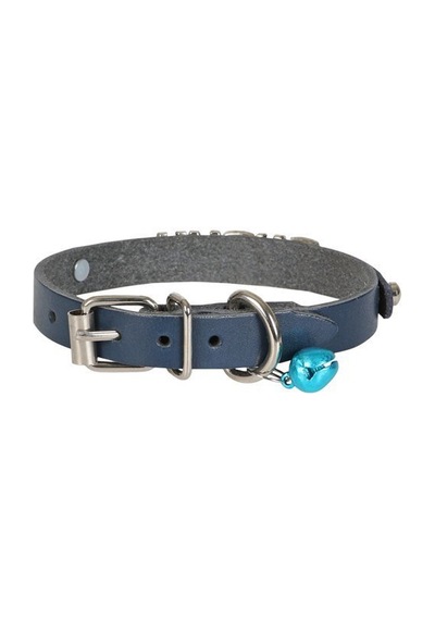 Cattie İsimlikli Deri Kedi Boyun Tasması L 1.2x25-29CM Royal Mavi