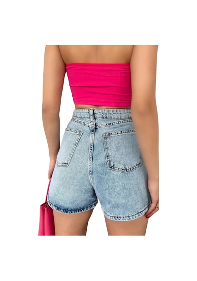 Denim Şort Cepli Çok renkli