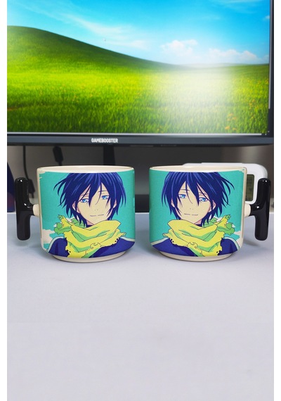 Noragami Anime Baskılı Seramik Lüks Kupa 1 Adet T Şeklinde Özel Siyah Kulp Dalga Kulp V4t Çok Renkli