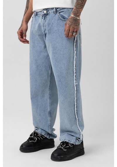 Vamos Yan Dikiş Detaylı Baggy Jean Açık Mavi Melanj