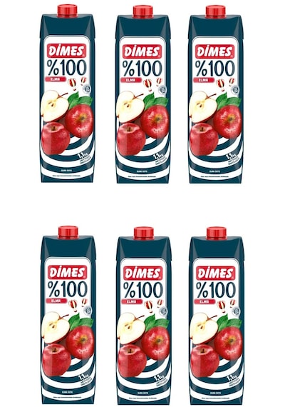 Dimes %100 Elma Meyve Suyu 1 Lt X 6 Adet