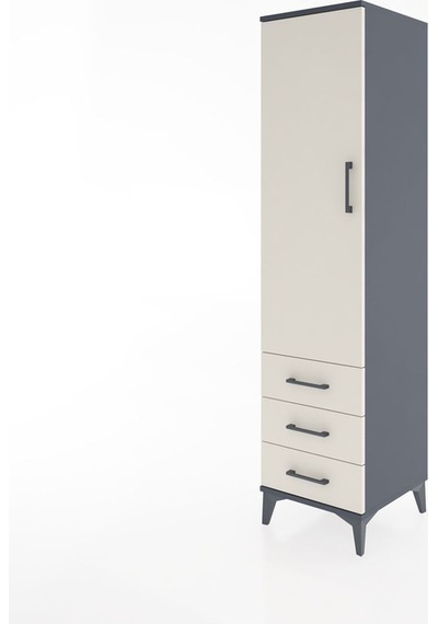 Hyperion Dolap Tek Raflı 3 Çekmeceli Tek Askılı 44x44x182 Antrasit-aytaşı Antrasit Hyperion Dolap Tek Raflı 3 Çekmeceli Tek Askılı 44x44x182 Antrasit-aytaşı Antrasit