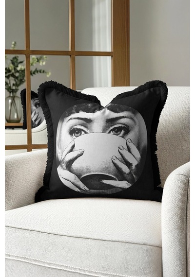Efsanevi Sanat Motifli Saçaklı Yastık Kılıfı - Retro Elegan Siyah Gümüş Püsküllü Kırlent Kılıfı Koyu Kanyon Nane Efsanevi Sanat Motifli Saçaklı Yastık Kılıfı - Retro Elegan Siyah Gümüş Püsküllü Kırlent Kılıfı Koyu Kanyon Nane