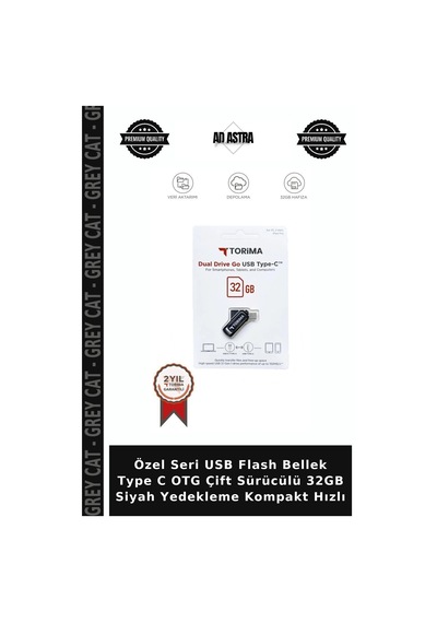 Özel Seri Usb Flash Bellek Type C Otg Çift Sürücülü 32gb Siyah Yedekleme Kompakt Hızlı