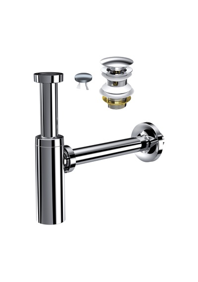 Suera Moon Ayarlanabilir Lavabo Sifonu + Qualis Pop-up Set Krom- Taşma Delikli