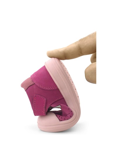 Rakerplus Shaun Hakiki Deri Fuşya Pembe Cırtlı Anatomik Bebek Sandalet Pembe