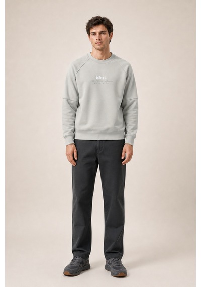 Redline Black Yeni Sezon Erkek Kışlık Regular Fit Sweatshirt Pamuklu Gri