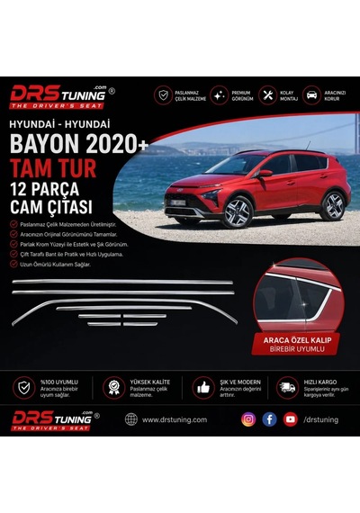Hyundai Bayon 2021+ Krom Cam Çerçevesi 12 Parça