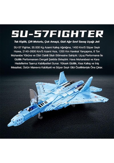Reobrix Fighter Aircraft Russian Sukhoi Su-57 33030 Brick Yapım Seti
