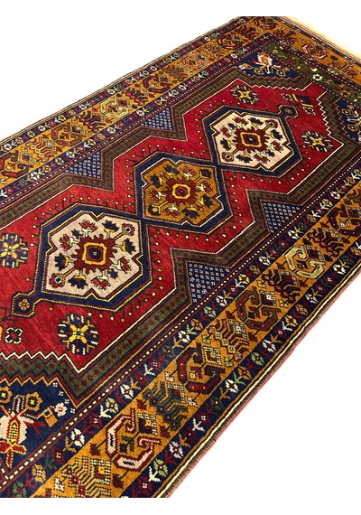 El Dokuma Sıfır Yahyalı Halısı 106x208 Kırmızı Kök Boya Halı Kırmızı