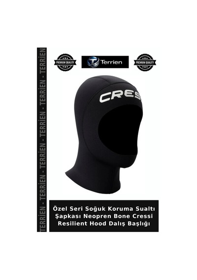 Özel Seri Soğuk Koruma Sualtı Şapkası Neopren Bone Cressi Resilient Hood Dalış Başlığı 3mm - S