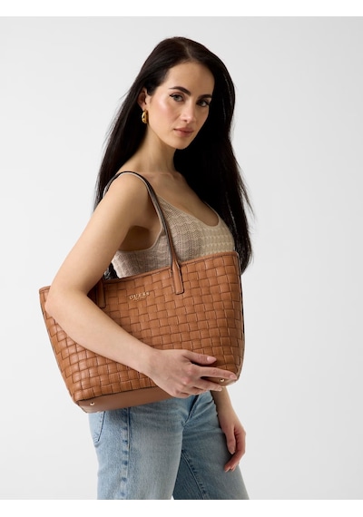 Guess Sandria Dokuma Tote Kadın Shopper Çanta Hwwg8418230 Kahverengi