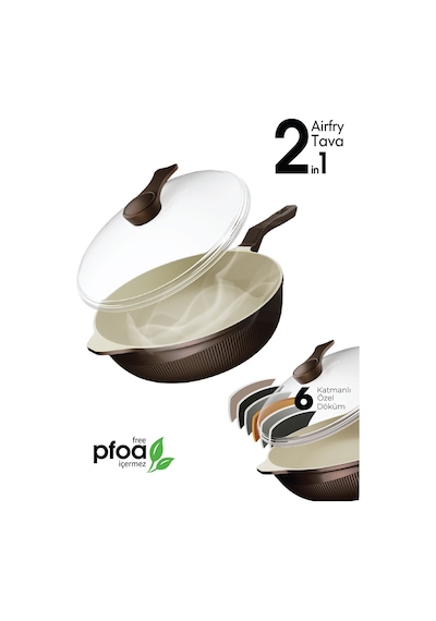 Prosteam 6 Katmanlı Granit Tava 26 Cm - Airfrey Yanmaz Yapışmaz Tava Kahverengi-krem