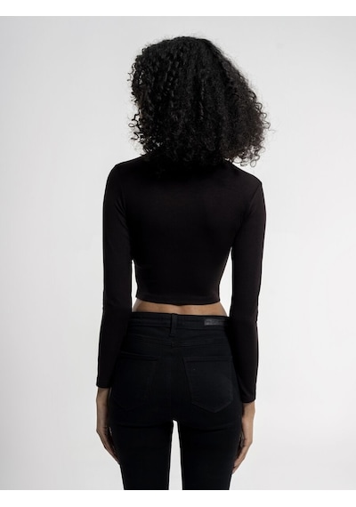 LOFT Crop Kadın Bluz U.kol Lf2035288 Q1.v1 Siyah
