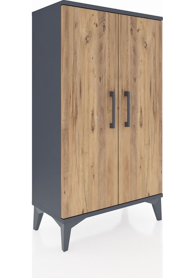 Arges Komodin 2 Raflı 2 Kapaklı 60x30x106 Antrasit-çam Antrasit