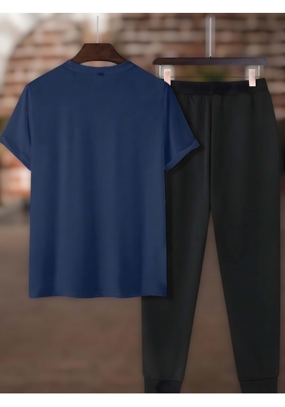 Uyguntarz Unisex 2'li Los Angles Baskılı Eşofman Takımı Lacivert