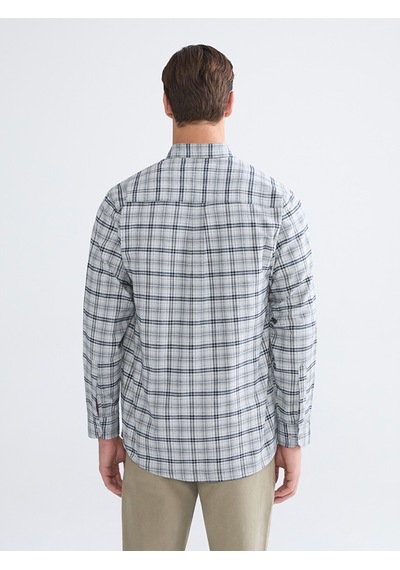 Lcwaıkıkı Classic Gri Regular Fit Uzun Kollu Ekose Gabardin Erkek Gömlek
