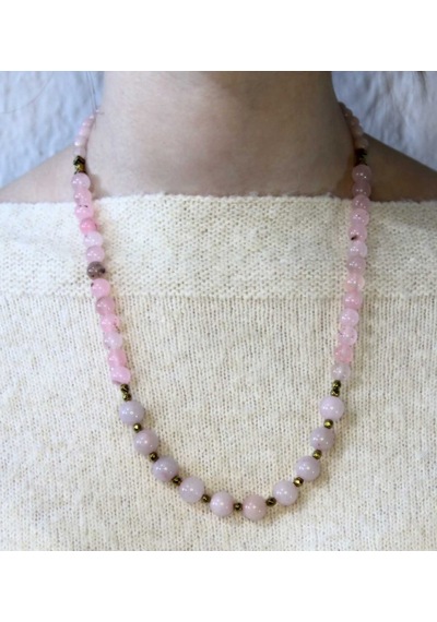 Doğal Taş Pembe Kuvars Doğal Taşlı Kadın Kolye Euk20pk2 Pembe