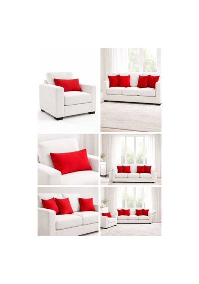 Kadife Dokulu Kırmızı Kırlent Yastık Kılıfı 2 Adet 45 X 45 Cm