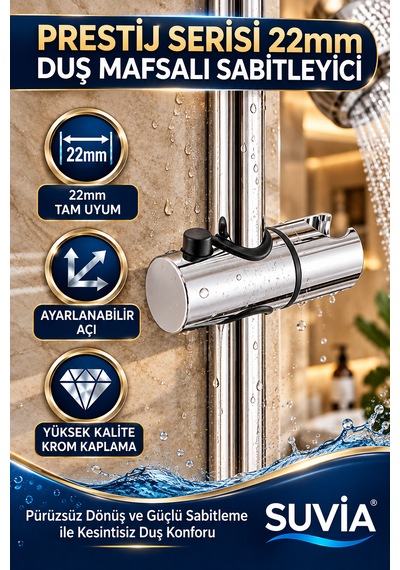 Duş Mafsalı 22 Mm Krom Duş Başlığı Sabitleyici Ayarlanabilir Sürgülü Duş Yedek Parça