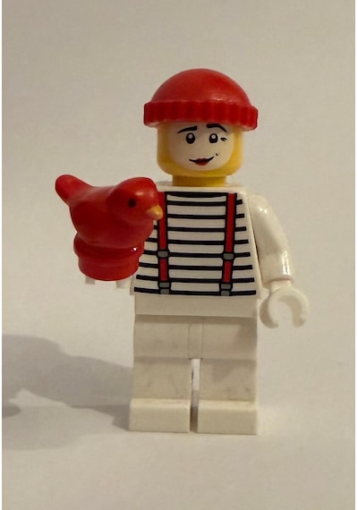 Orjinal Lego Minifigür Pantomime Guy With Red Bird