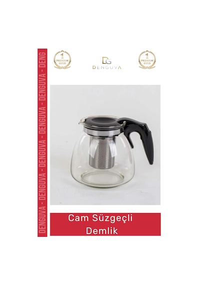 Camdemlik Isıya Dayanıklı Borosilikat Şık Tasarım Bitki Demleme Cam Süzgeçli Demlik 1.1 Litre Çok Renkli