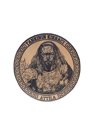 Tanrının Kırbacı Attila - Deri Peç - Arma - Leather Patch Bej