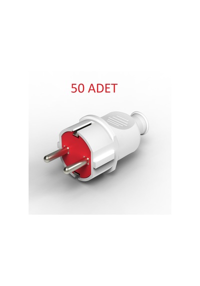 50 Adet Topraklı Erkek Fiş Düz F-01