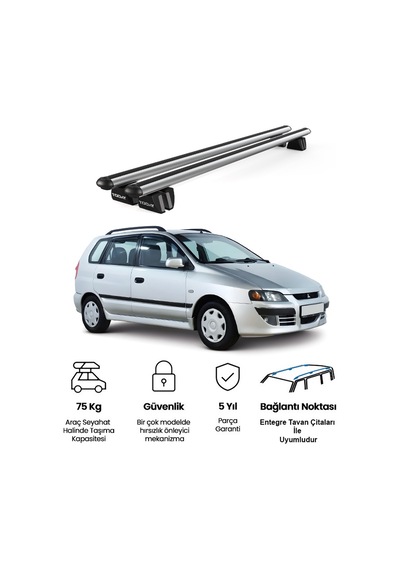 Pençe Mitsubishi Space Star 2002-2005 Uyumlu Gri Ara Atkı Port Bagaj Tavan Barı