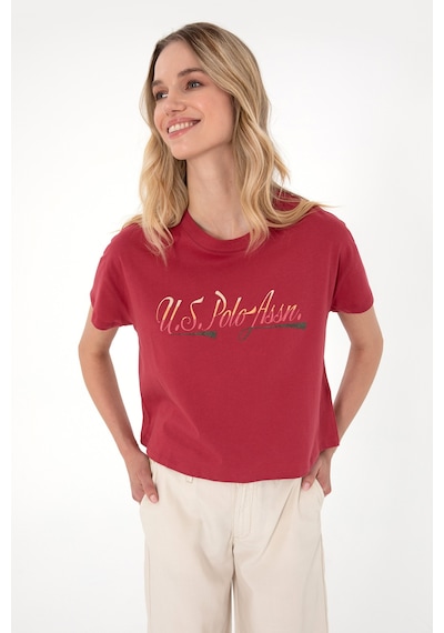 U.S. Polo Assn. Kadın Vişne Bisiklet Yaka Tişört 50299735-VR223