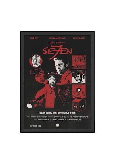 Seven Siyah Ahşap Çerçeveli Poster, Dekoratif Film Duvar Tablosu