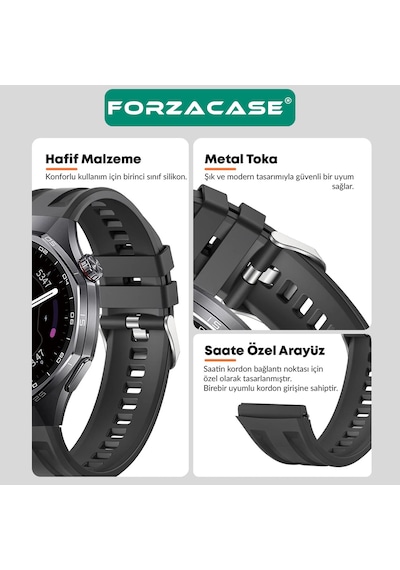 Forzacase Huawei Watch Gt 6 Pro 46mm İle Uyumlu Özel Tasarım Tokalı Silikon Kordon Kayış - Fc1175