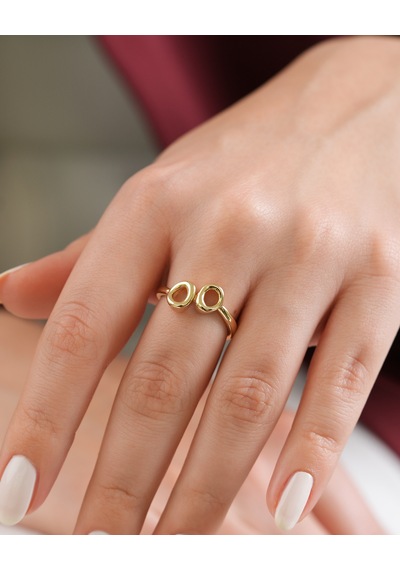Debora Jewelry 14 Ayar Altın Çift Daire Figürlü Yüzük