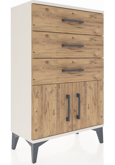 Arges Komodin 3 Çekmeceli 2 Kapaklı 60x30x96 Aytaşı-çam Aytaşı