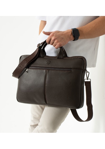 Westpolo Vegan Deri Unisex Laptop, Evrak Çantası - Kahverengi