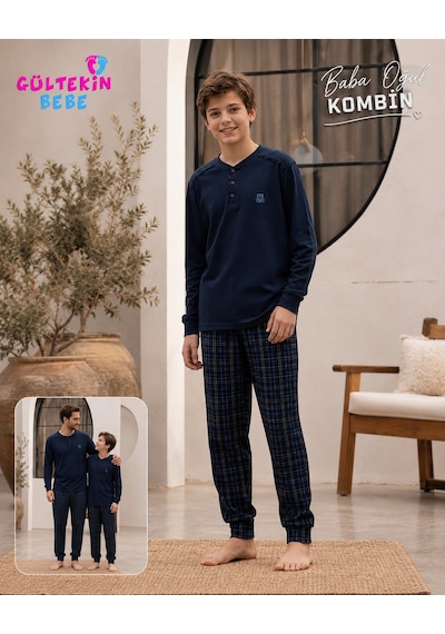 Tarık İnterlok Kumaş Robalı Gez Boy Erkek Pijama Takımı 11-16 Yaş -ta4433470 - Lacivert