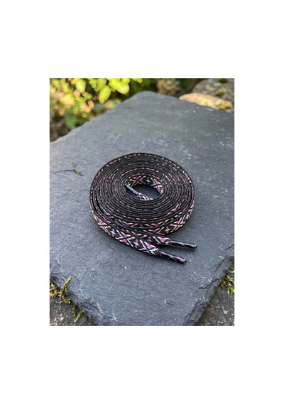 Last İcon Last Icon Siyah Pembe Turkuaz Etnik Desenli Bağcık 120 Cm Bohem Tarz Sneaker İçin Çok Renkli