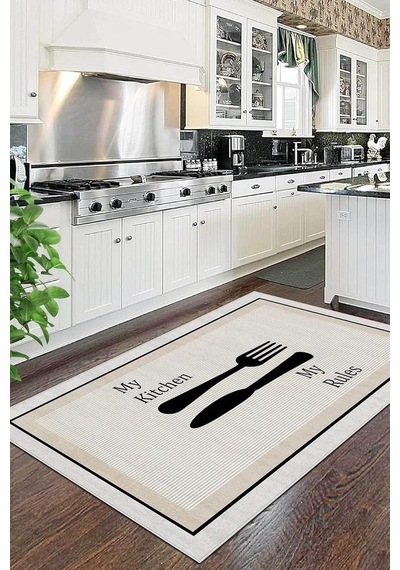 Decomia Home Dijital Yıkanabilir Kaymaz Taban Kitchen Mutfak Halısı Mutfak Dekorasyon,siyah 80 X 300