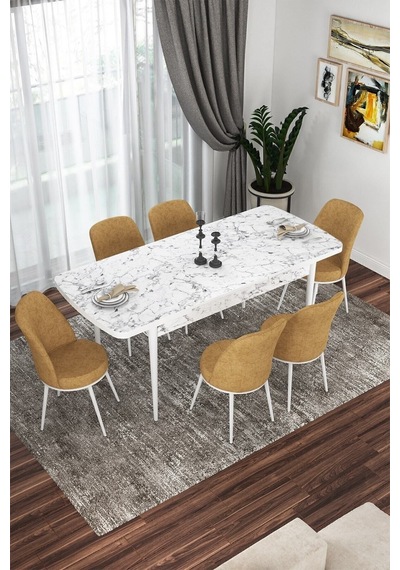 Canisa Kor Serisi 70x114 Açılabilir Mutfak Masası Takımı Beyaz Mermer Desen Masa 6 Cappucino Sandalye Masa Beyaz Mermer Desenli Sandalyeler Cappucıno Canisa Kor Serisi 70x114 Açılabilir Mutfak Masası Takımı Beyaz Mermer Desen Masa 6 Cappucino Sandalye Masa Beyaz Mermer Desenli Sandalyeler Cappucıno
