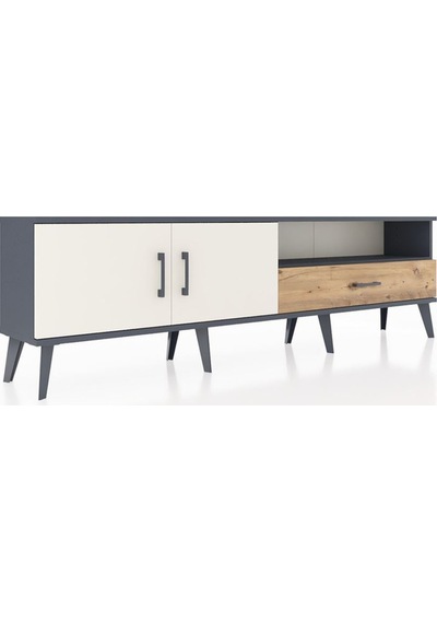 Arges Tv Ünitesi 2 Raflı Tek Çekmeceli 2 Kapaklı 176x30x51 Antrasit-aytaşı/çam Aytası/atlas Çam Arges Tv Ünitesi 2 Raflı Tek Çekmeceli 2 Kapaklı 176x30x51 Antrasit-aytaşı/çam Aytası/atlas Çam