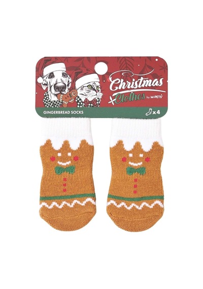 M-pets Christmas Gingerbread Kaymaz Tabanlı Çorap 4lü