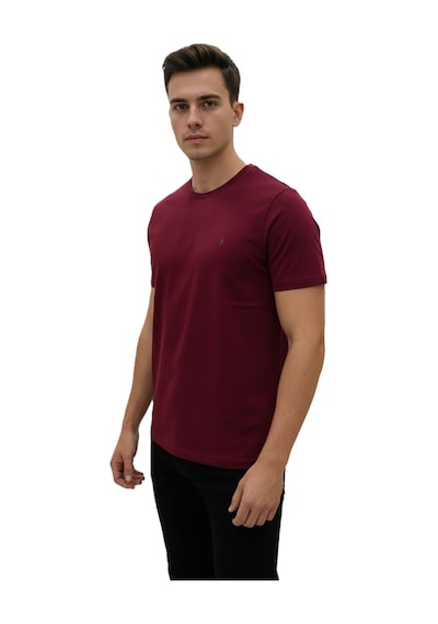 Lacaton 26-3330 Normal Beden Bisiklet Yaka T-shirt Bordo Bordo
